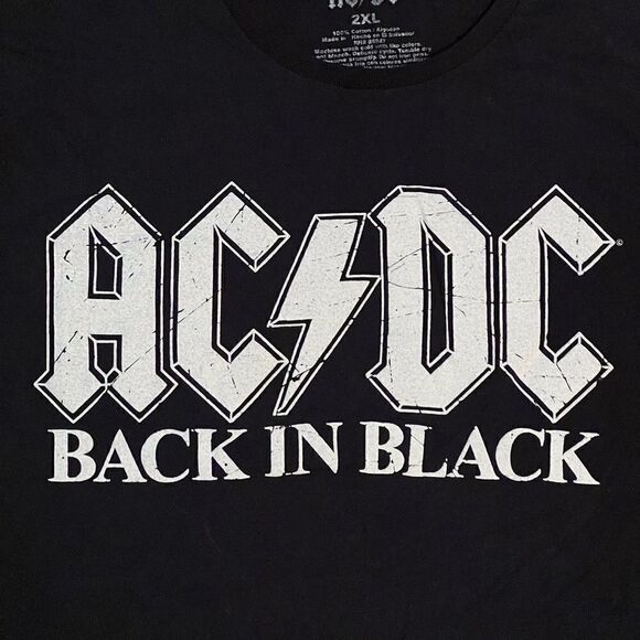 AC/DC Back In Black Classic Logo Black Tee Shirt / Size 2XL - Picture 3 of 4